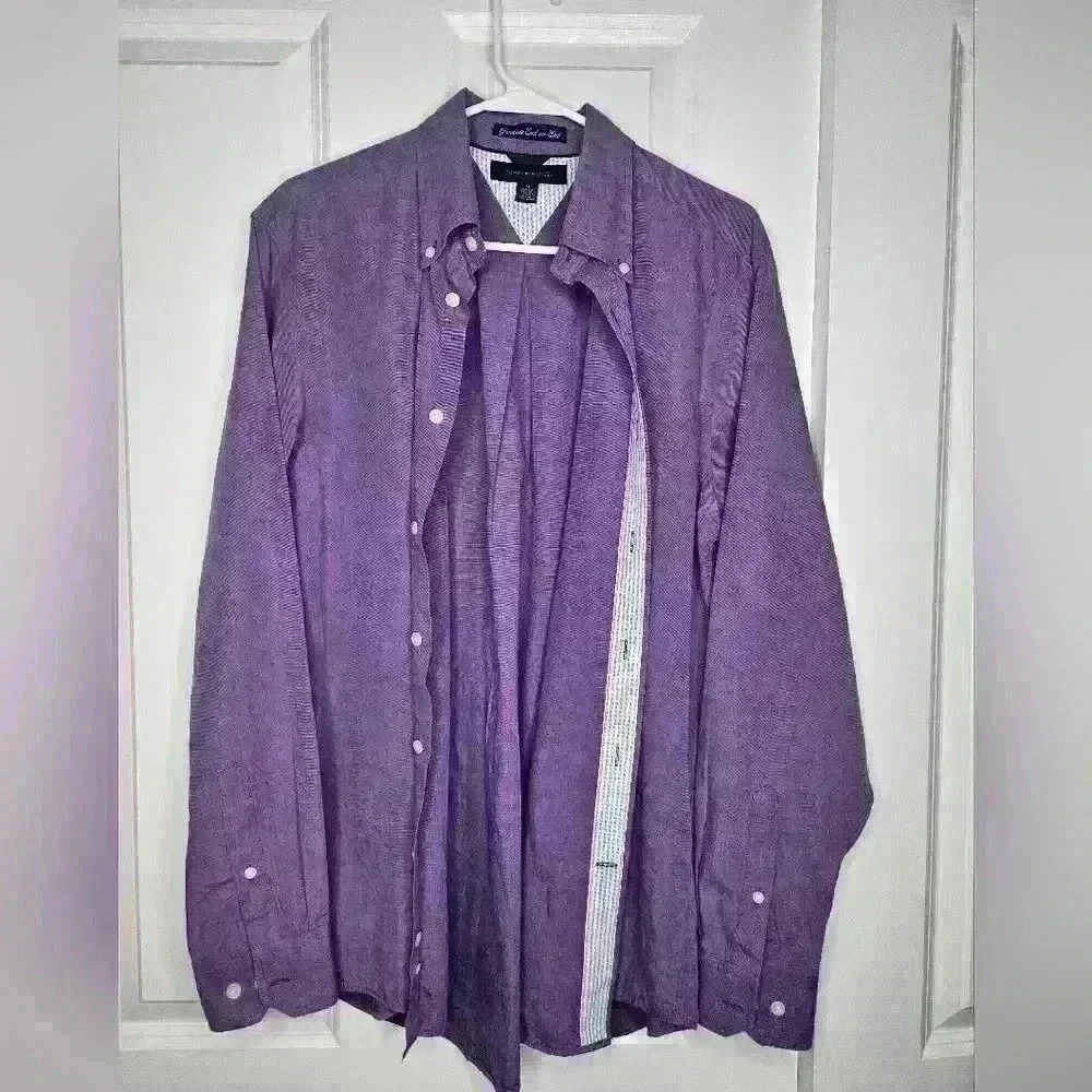 Tommy Hilfiger‎ Mens Medium Purple/Blue Long-Sleeved Button Down Shirt